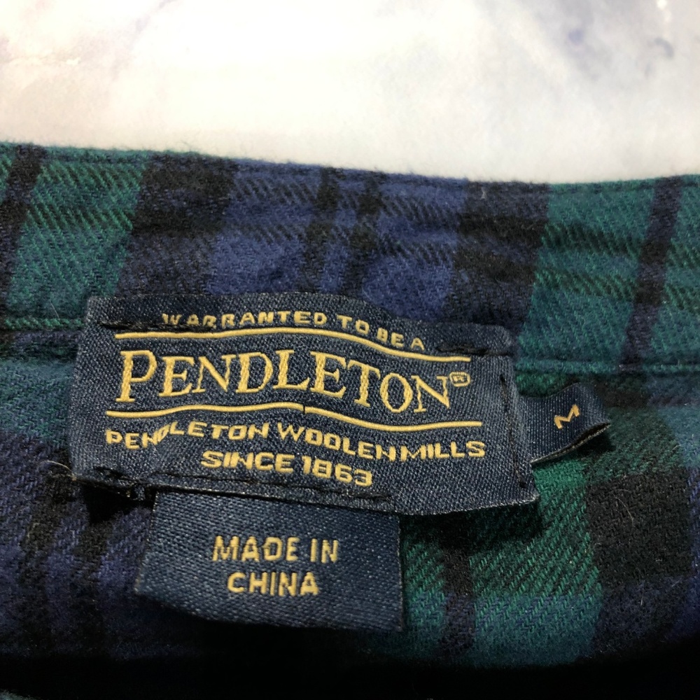 Pendleton Blue & Green Cotton Button Up Flannel - image 8